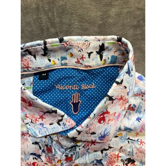 Visconti Black Shirt Mens M‎ Blue Button Up Causal Business - Picture 4 of 7